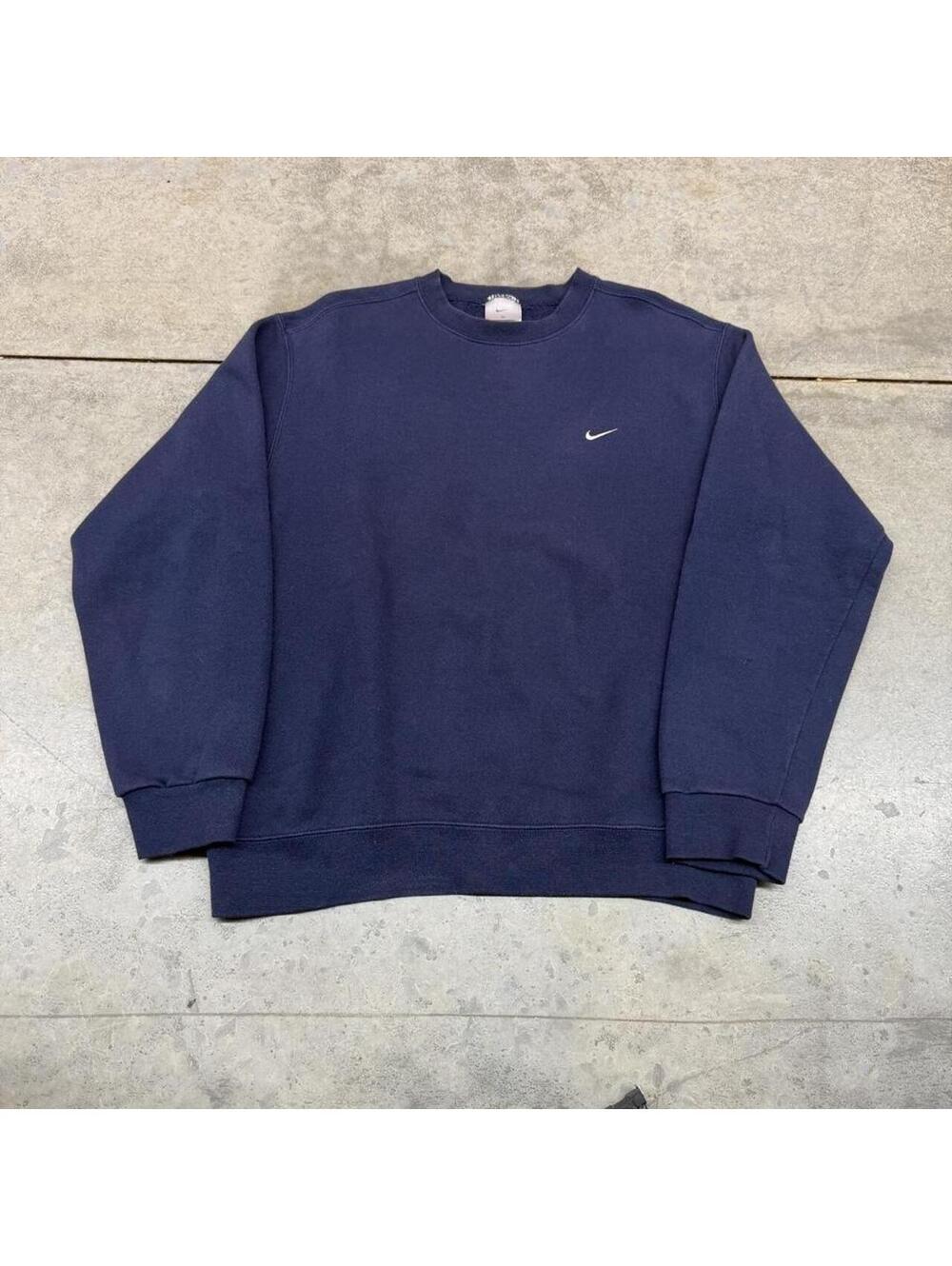 vintage nike navy and white small swoosh crewneck size medium